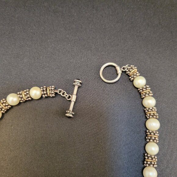 Pearl Necklace Single Strand 14k Gold and 925 silver Town and county - Picture 3 of 6